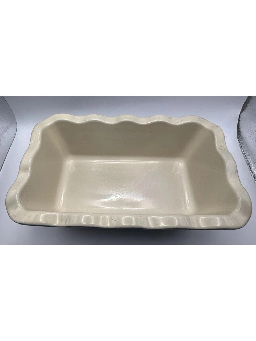 Emile Henry France Vintage Ceramic Loaf Pan Navy/Cream Oven Safe